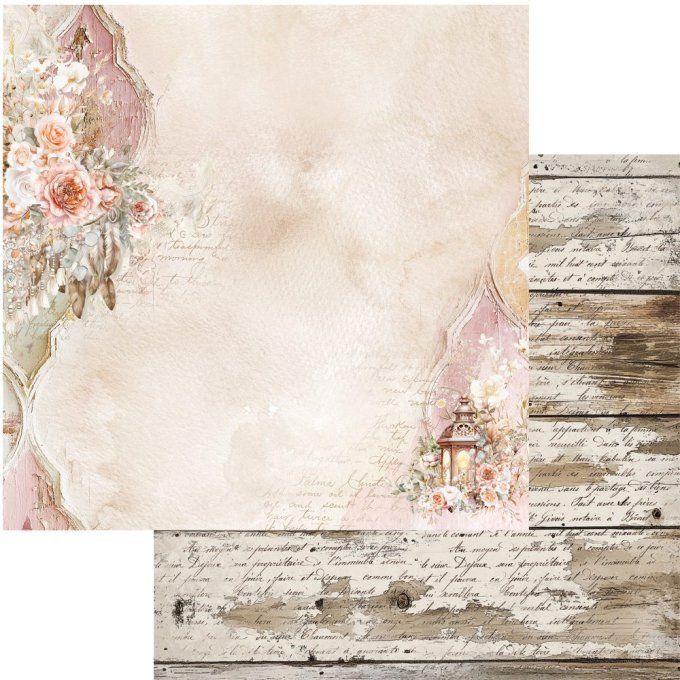 12 feuilles, 20x20cm, collection : Romantic Boho - 190gsm