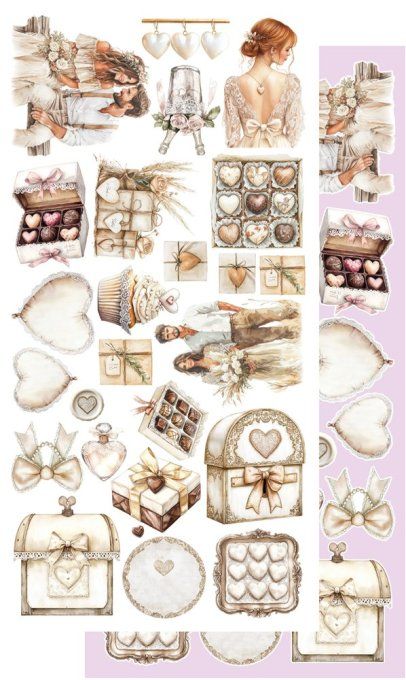 12 feuilles, 15x30cm, collection : Romantic  Boho - 250gsm 