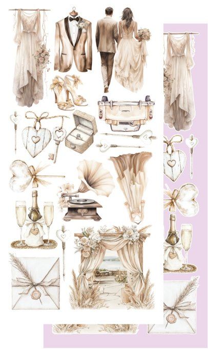 12 feuilles, 15x30cm, collection : Romantic  Boho - 250gsm 