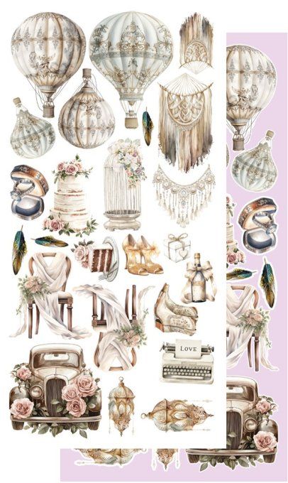 12 feuilles, 15x30cm, collection : Romantic  Boho - 250gsm 