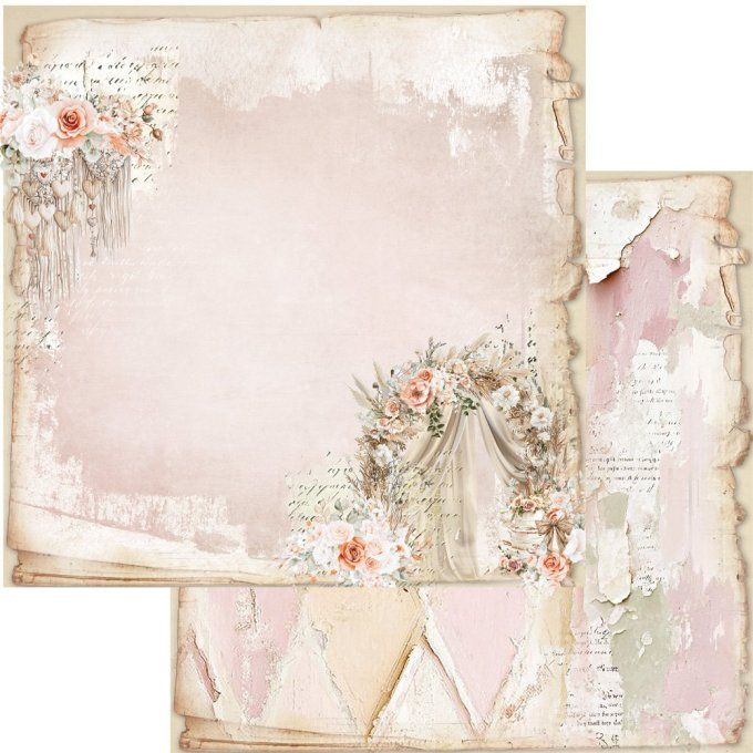 24 feuilles, 15x15cm, collection : Romantic Boho - 250gsm