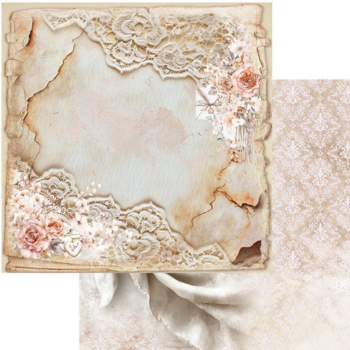 24 feuilles, 15x15cm, collection : Romantic Boho - 250gsm