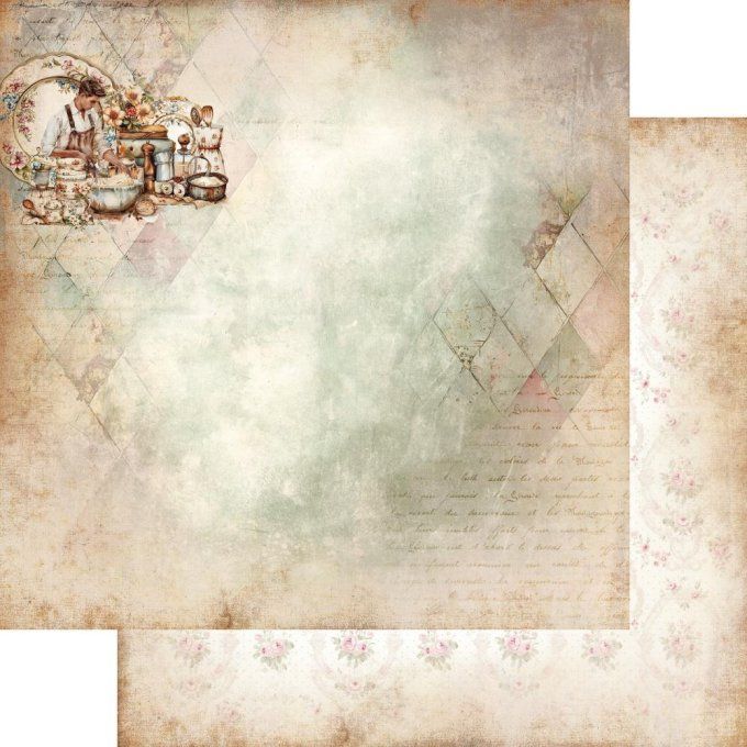 Ensemble de 12 feuilles, 20x20cm, collection : Recipe for happiness