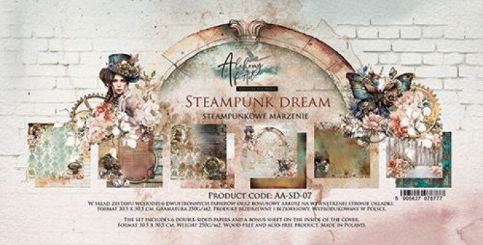 Ensemble de 6 feuilles, 30x30cm, collection : Steampunk dream - 250g