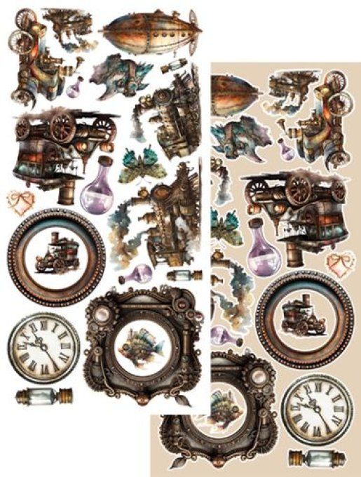 Ensemble de 10 feuilles, 15x30.5cm, collection : Steampunk dream - 250g