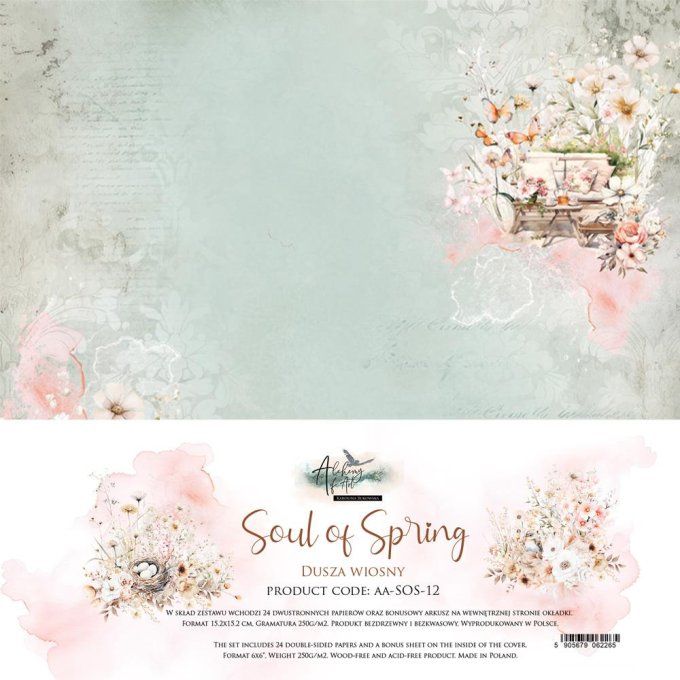 Ensemble de 24 feuilles, 15x15cm, collection : Soul of spring - 250g