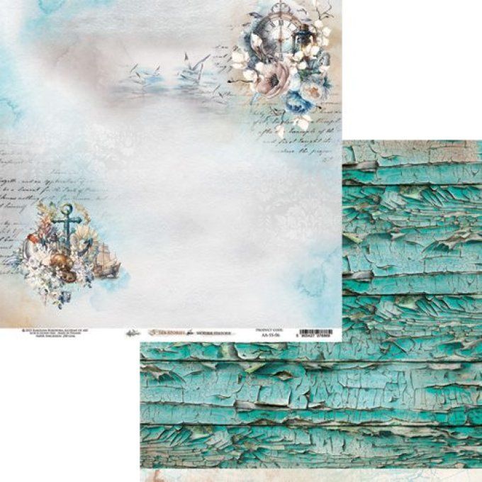 Ensemble de 6 feuilles, 30x30cm, collection : Sea stories - 250g