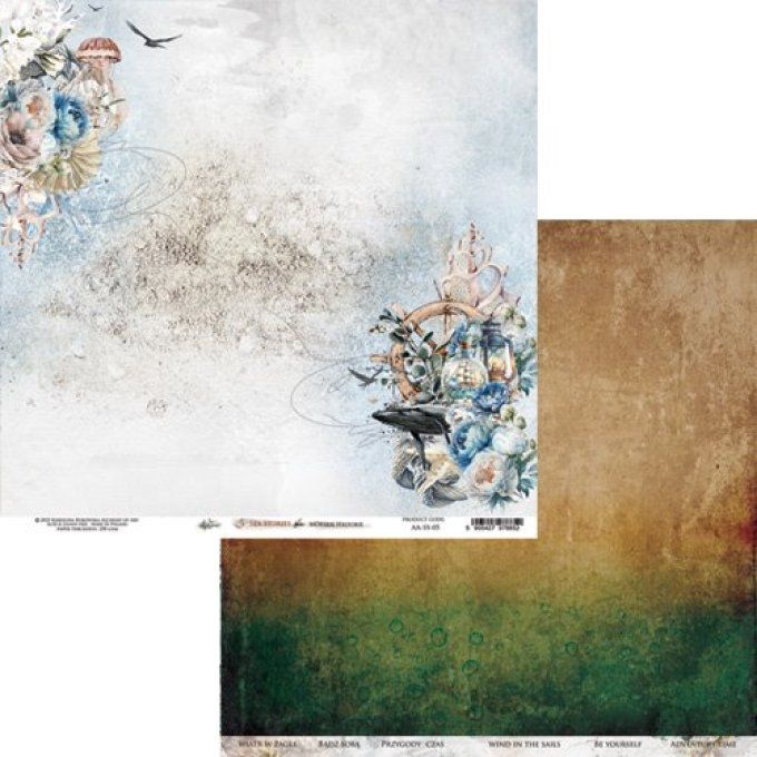 Ensemble de 12 feuilles, 20x20cm, collection : Sea stories - 190g