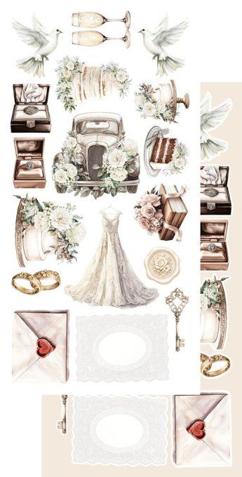 6 feuilles, 15x30.5cm, collection : The beginning of our story - 250gsm