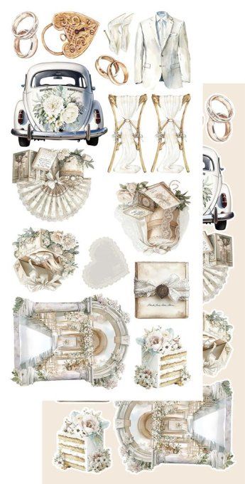 6 feuilles, 15x30.5cm, collection : The beginning of our story - 250gsm