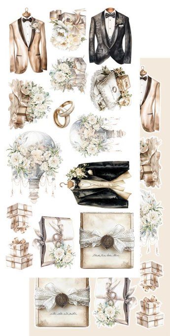 6 feuilles, 15x30.5cm, collection : The beginning of our story - 250gsm