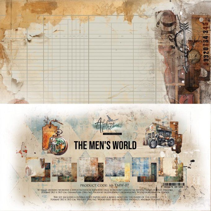 Ensemble de 6 feuilles, 30x30cm, collection : The men's world - 250g