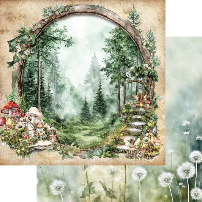 Ensemble de 6 feuilles, 30x30cm, collection : The World of fairies, 250gsm