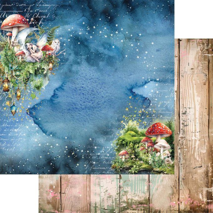 Ensemble de 6 feuilles, 30x30cm, collection : The World of fairies, 250gsm