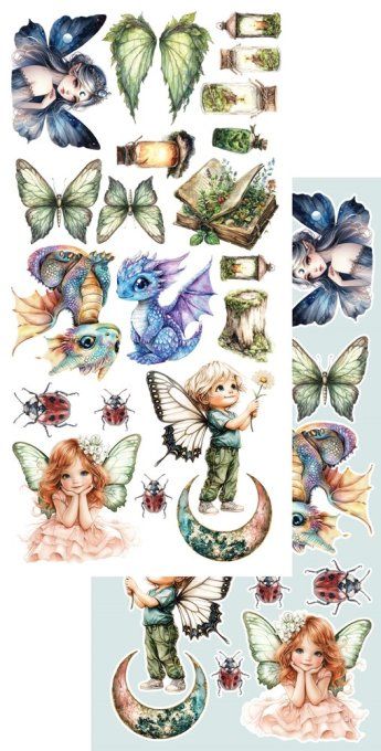 6 feuilles, 15x30cm, collection : The World of fairies
