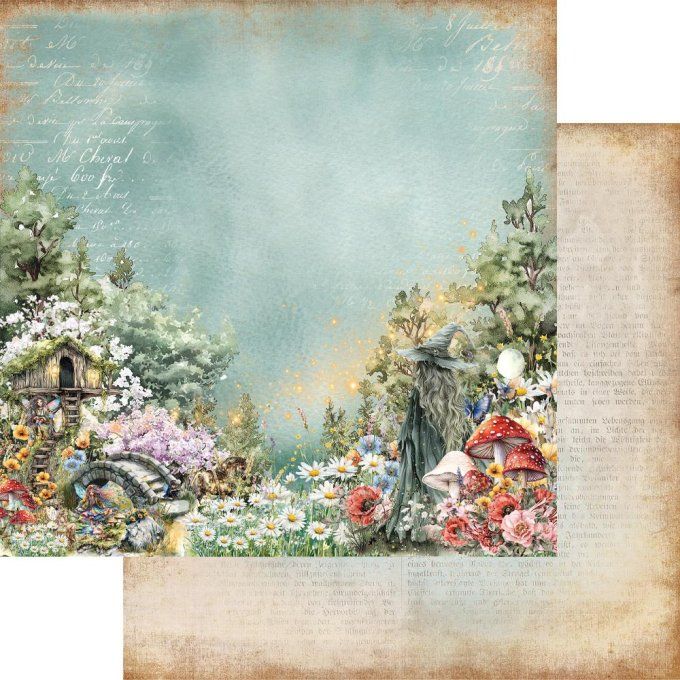 Ensemble de 24 feuilles, 15x15cm, collection : The world of fairies, 250gsm