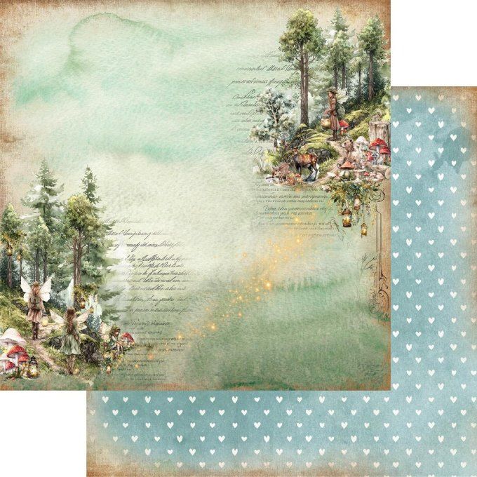 Ensemble de 24 feuilles, 15x15cm, collection : The world of fairies, 250gsm