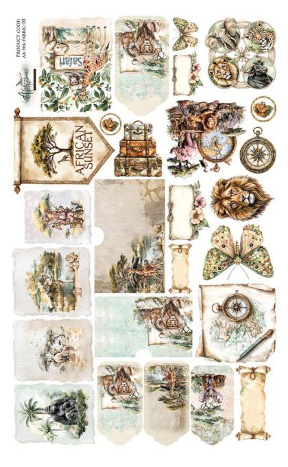 1 pièce de tissu, dimension 31x39.5cm, collection : Wild Adventures