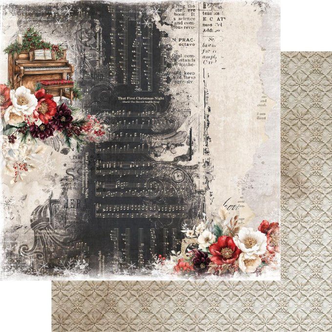 Ensemble de 12 feuilles, 20x20cm, collection : Wonderful christmas time, 190gsm