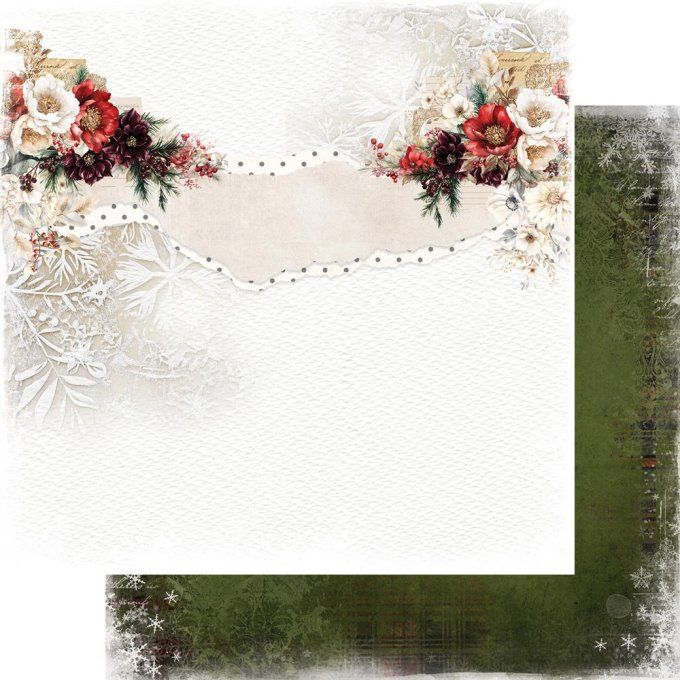 Ensemble de 12 feuilles, 20x20cm, collection : Wonderful christmas time, 190gsm