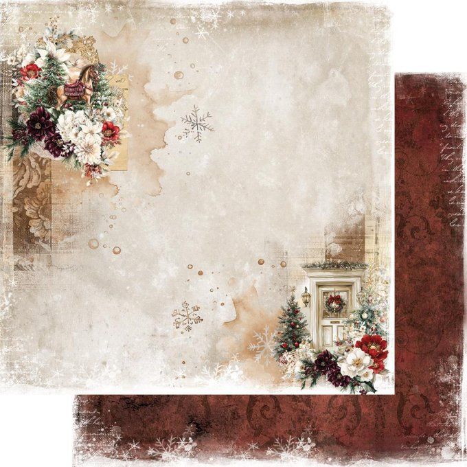 Ensemble de 12 feuilles, 20x20cm, collection : Wonderful christmas time, 190gsm
