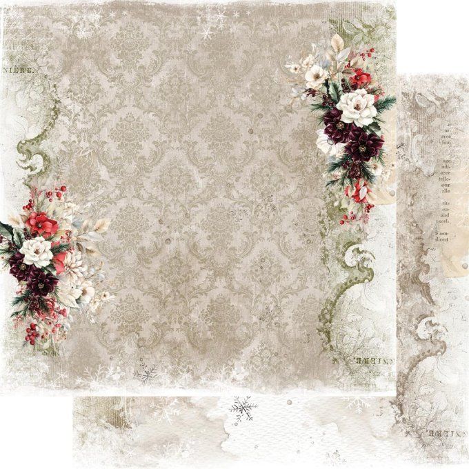 Ensemble de 12 feuilles, 20x20cm, collection : Wonderful christmas time, 190gsm