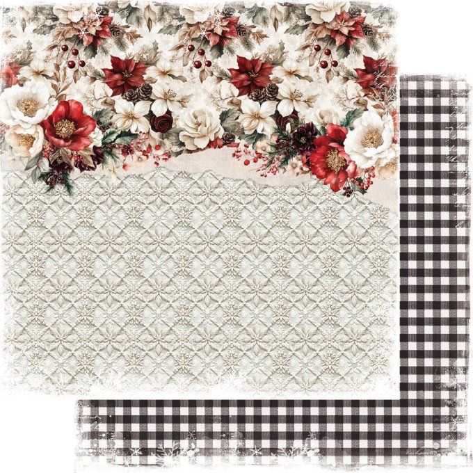 Ensemble de 12 feuilles, 20x20cm, collection : Wonderful christmas time, 190gsm