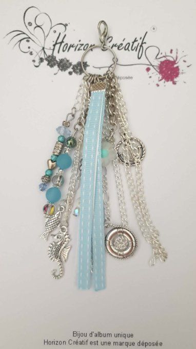 Bijou d'album et/ou porte-clés : Océan, fait-main by Ninon (modèle unique)