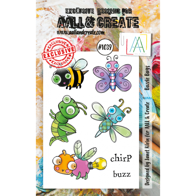 7 Tampons - AALL&Create - Buzzie bugs - dim. de la planche : 7.5x10cm env. 