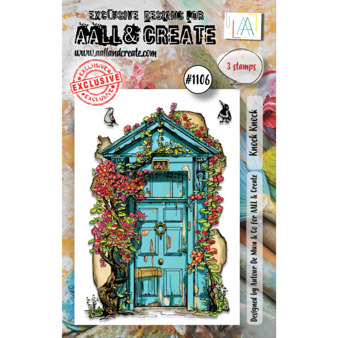 3 Tampons - AALL&Create - Knock Knock - dim. de la planche : 7.5x10cm env.