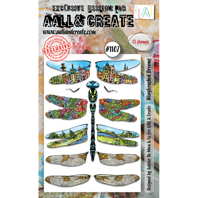 13 Tampons - AALL&Create - Wingbrushed dreams - dim. de la planche : 10x14.5cm