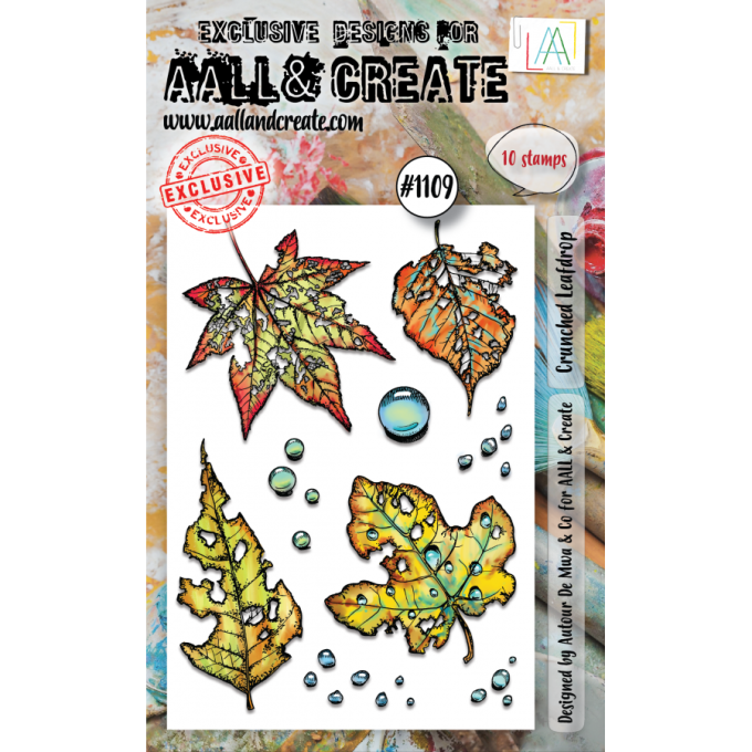 10 Tampons - AALL&Create - Crunched Leafdrop - dim. de la planche : 10x14.5cm