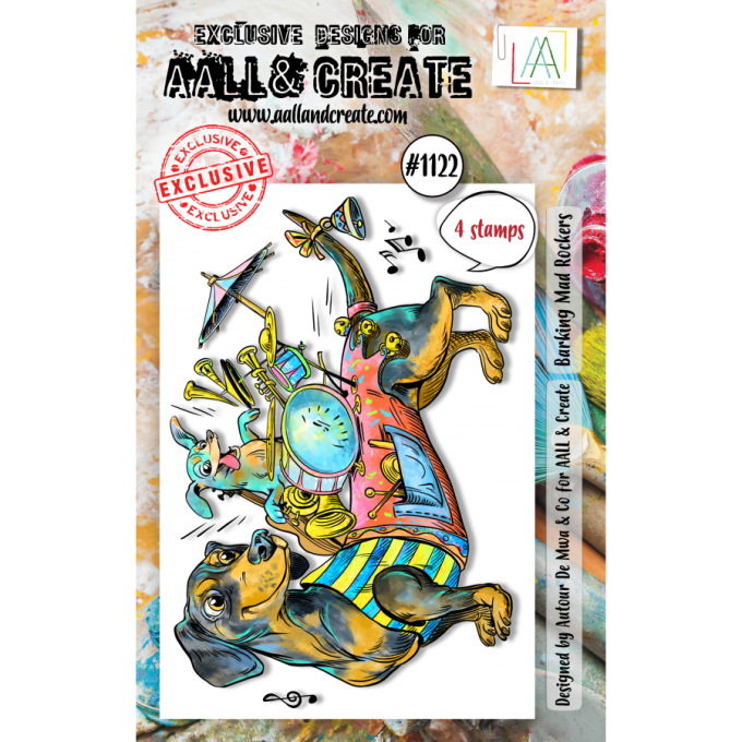 4 Tampons - AALL&Create - Barking mad rockers - dim. de la planche : 7.5x10cm env. 