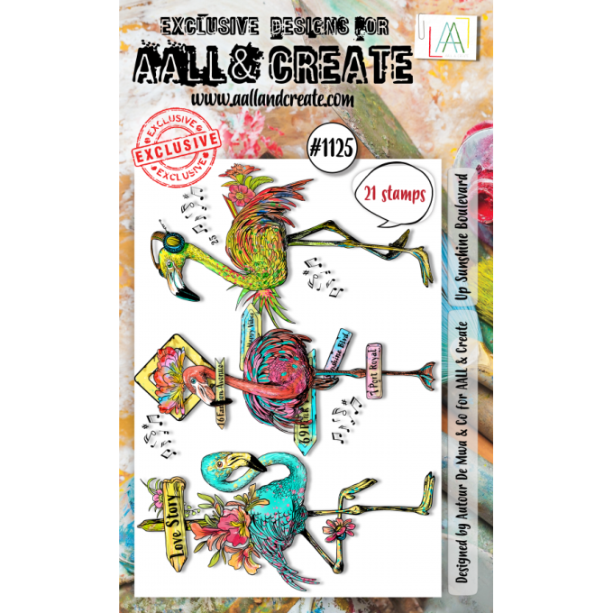 21 Tampons - AALL&Create - Up sunshine boulevard - dim. de la planche : 14.5x10cm env. 