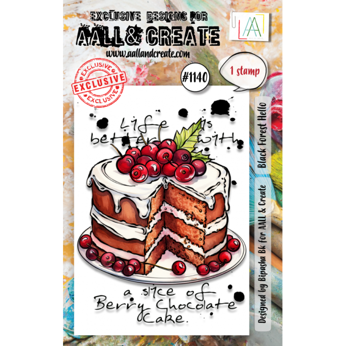 Tampon - AALL&Create - Black forest hello - dim. de la planche : 7.5x10cm env.