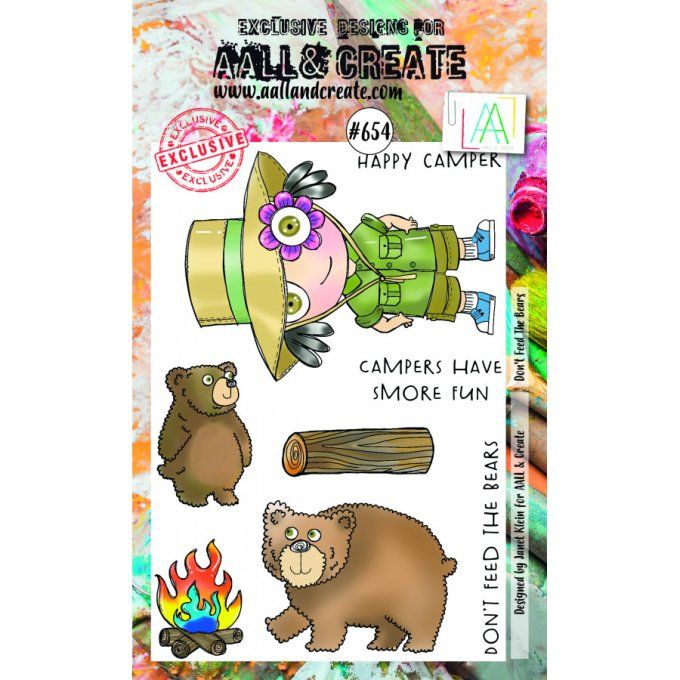Ensemble de 8 Tampons - AALL&Create - Don't feed the bears  - dim. de la planche : 10x14.5cm