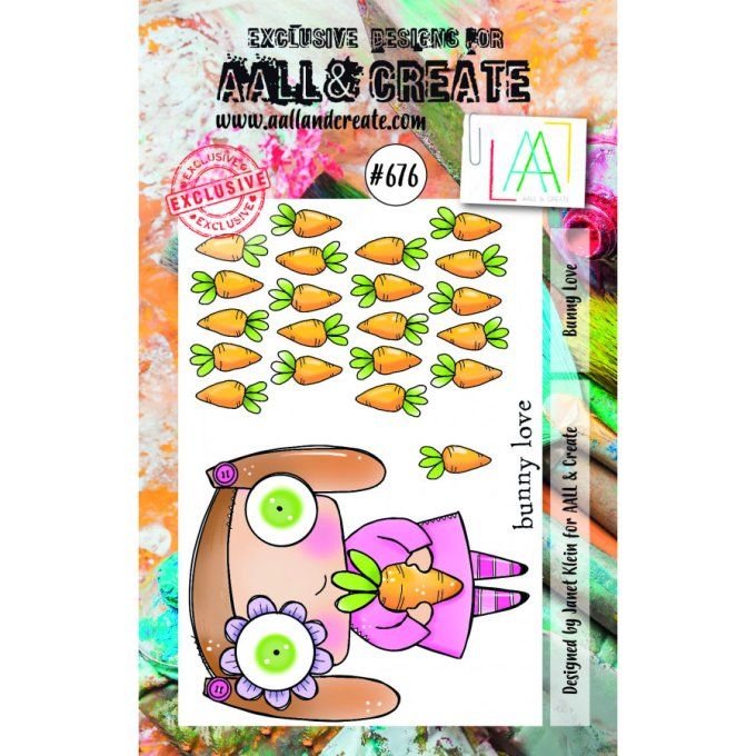 4 Tampons - AALL&Create - Bunny love - dimension de la planche : 7.3x10.3cm environ