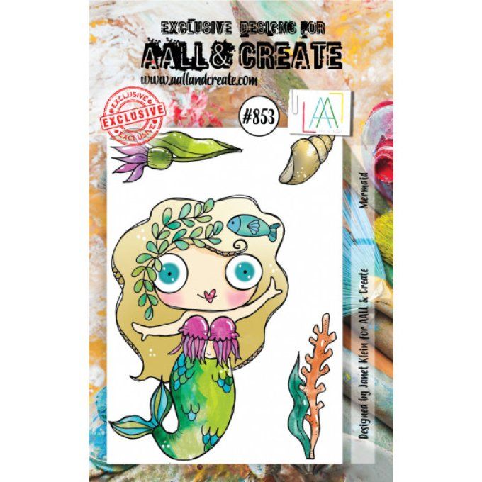 4 Petits Tampons - AALL&Create - Mermaid - dim. de la planche : 7.5x10cm env.