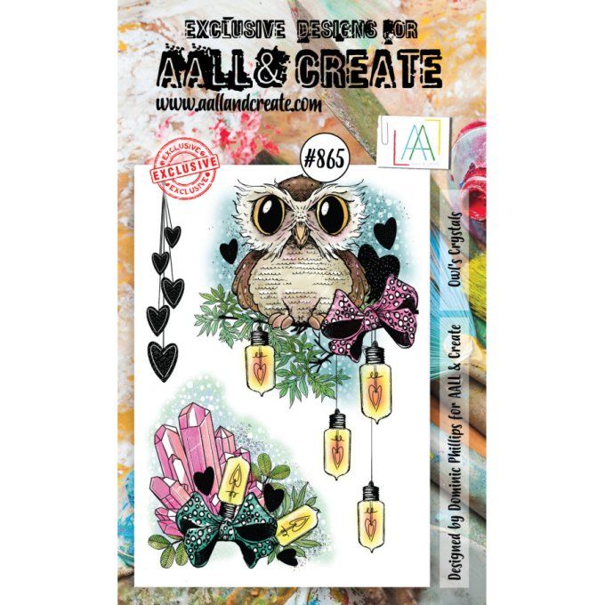 3 Tampons - AALL&Create - Owl's crystals - dimension de la planche : 10x14.5cm environ