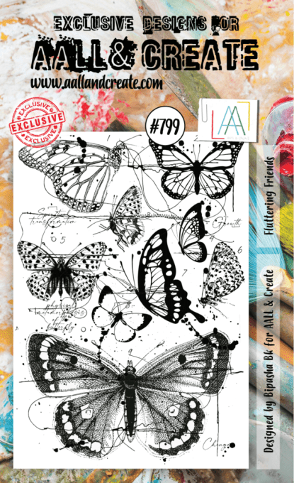 Tampon - AALL&Create - Fluttering friends - dimension de la planche : 14x10cm environ