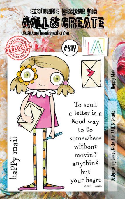 4 petits Tampons - AALL&Create - Happy mail - dimension de la planche : 7x9.5cm environ