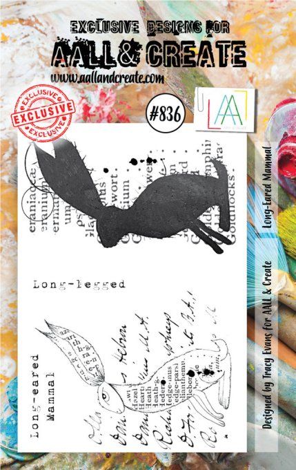 4 petits Tampons - AALL&Create - Long-Eared Mammal - dimension de la planche : 7x9.5cm environ