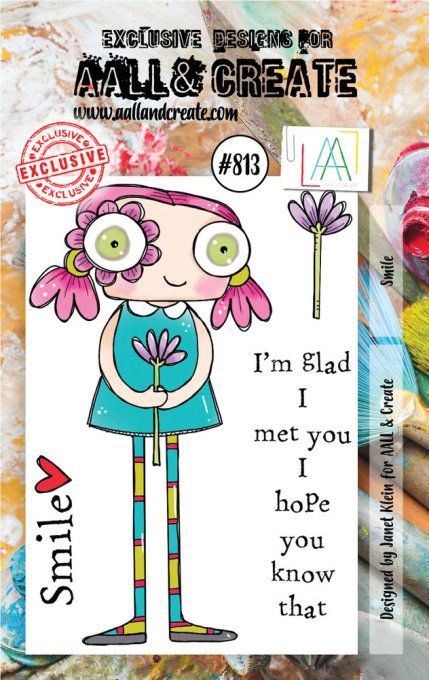 5 petits Tampons - AALL&Create - Smile - dimension de la planche : 7x9.5cm environ
