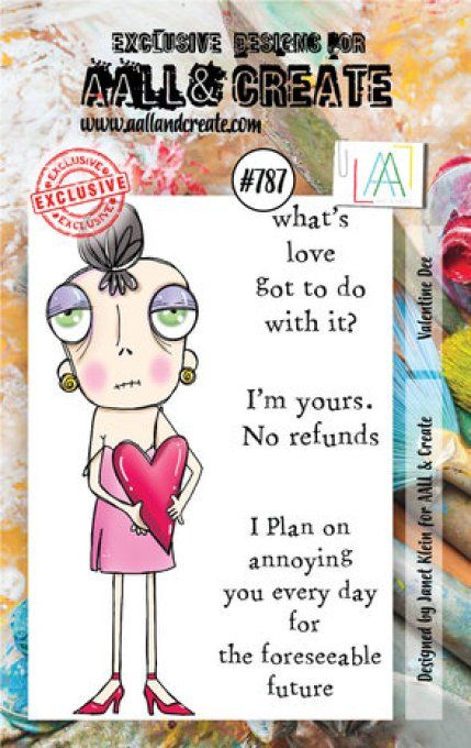 4 petits Tampons - AALL&Create - Valentine dee - dimension de la planche : 7x9.5cm environ