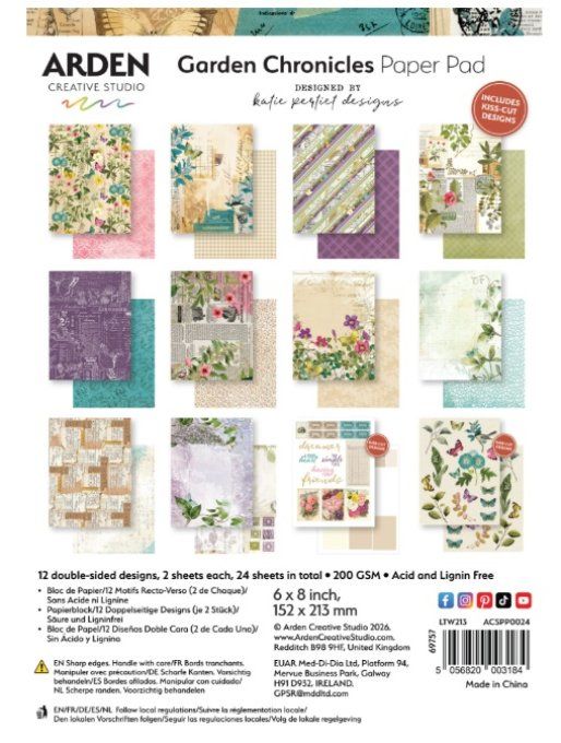 24 feuilles - Arden creative studio, Garden chronicles - Dim. : 15.2x21.3cm environ