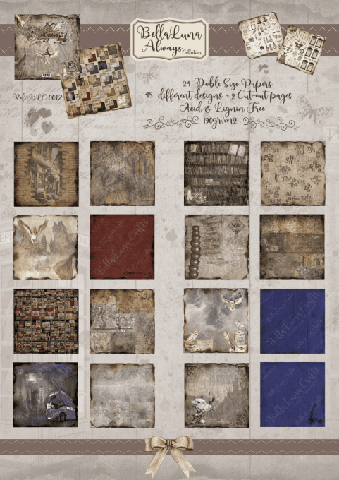 Ensemble de 24 feuilles motif recto verso, 30x30 - Always - BellaLuna crafts