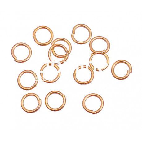 Environ 40 anneaux brisés, diamètre 8mm, couleur rose doré
