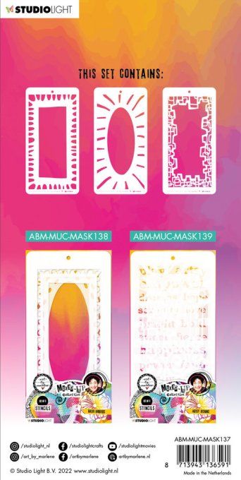 Lot de 3 Mask/Stencil- StudioLight - Playful frames - dimension : 12x24cm environ