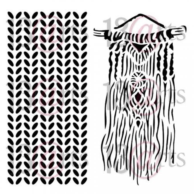 Pochoir semi-rigide, Macrame, home sweet home - 15x15cm environ - 13@rts