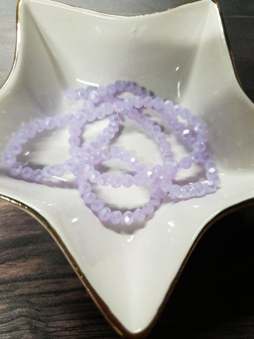 Perles en verre à facettes , couleur : parme translucide irisé, x10